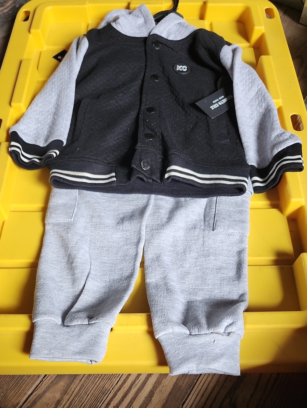 Kenneth Cole Black and Light Gray Kids Jogger Set